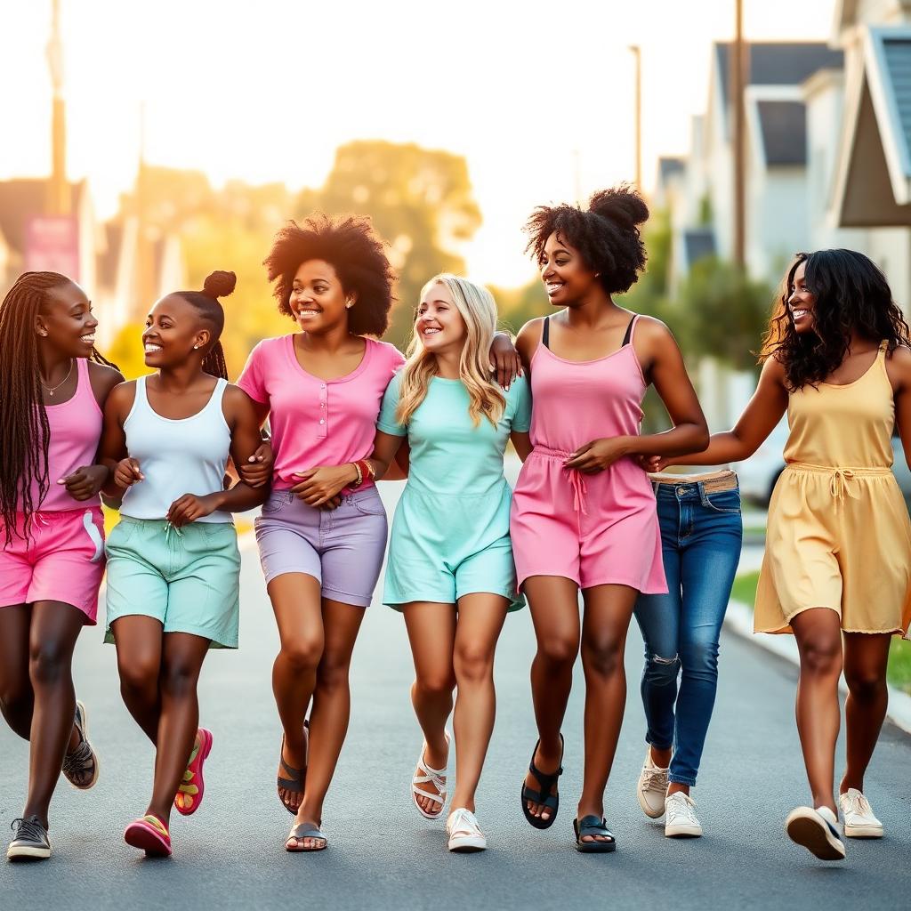 Best friends smiling together on a colorful blanket